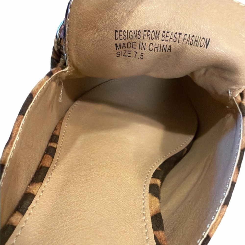 Beast Fashion Leopard Print Mules Brown Black Size 7.5 Slip On Pointed Toe NEW - Picture 11 of 12